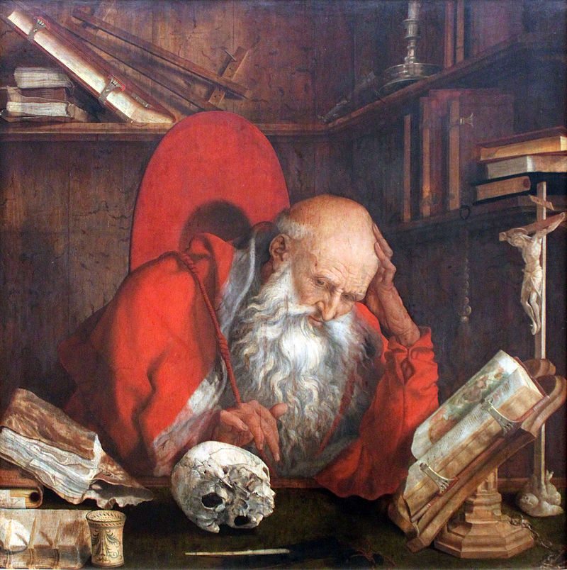 A 16th century painting of Jerome in his cell by the Dutch painter Marinus van Reymerswaele